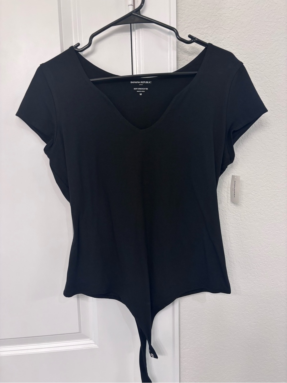 Banana Republic Black V-Neck Short Sleeve Bodysuit
